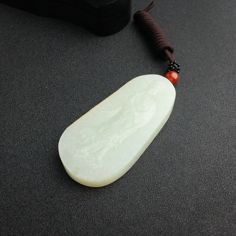 俄罗斯青白玉观音吊坠 - 红掌柜