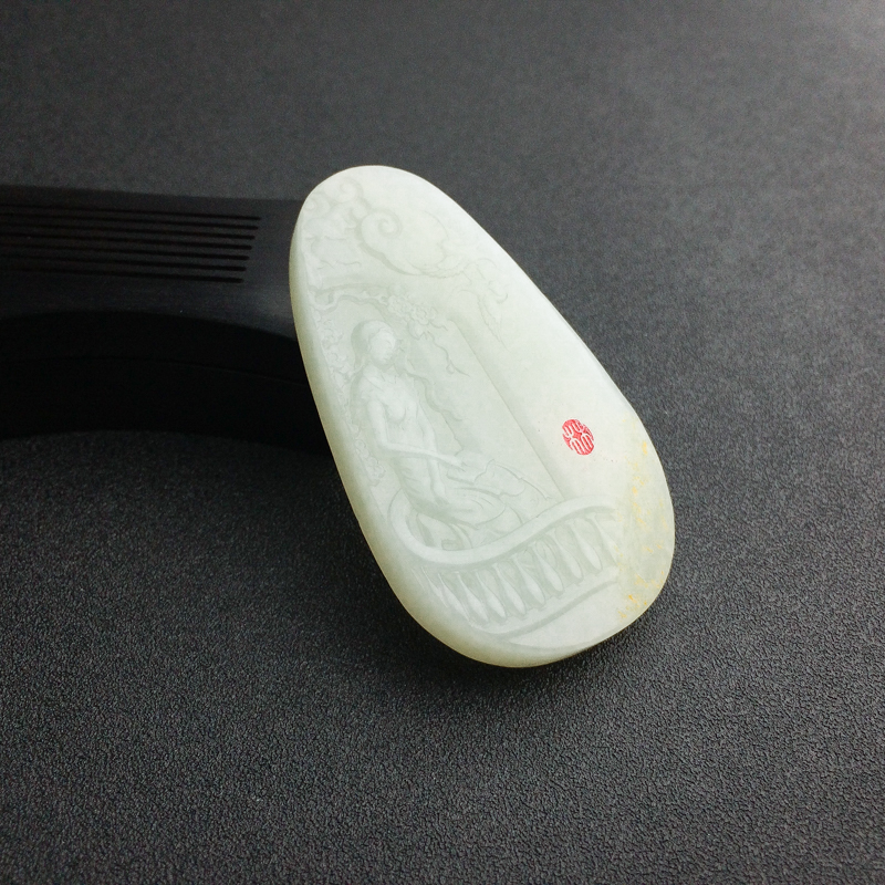 俄罗斯山料和田青白玉少女吊坠 - 红掌柜