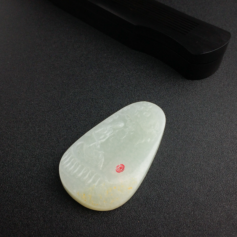 天然和田青白玉少女吊坠 - 红掌柜