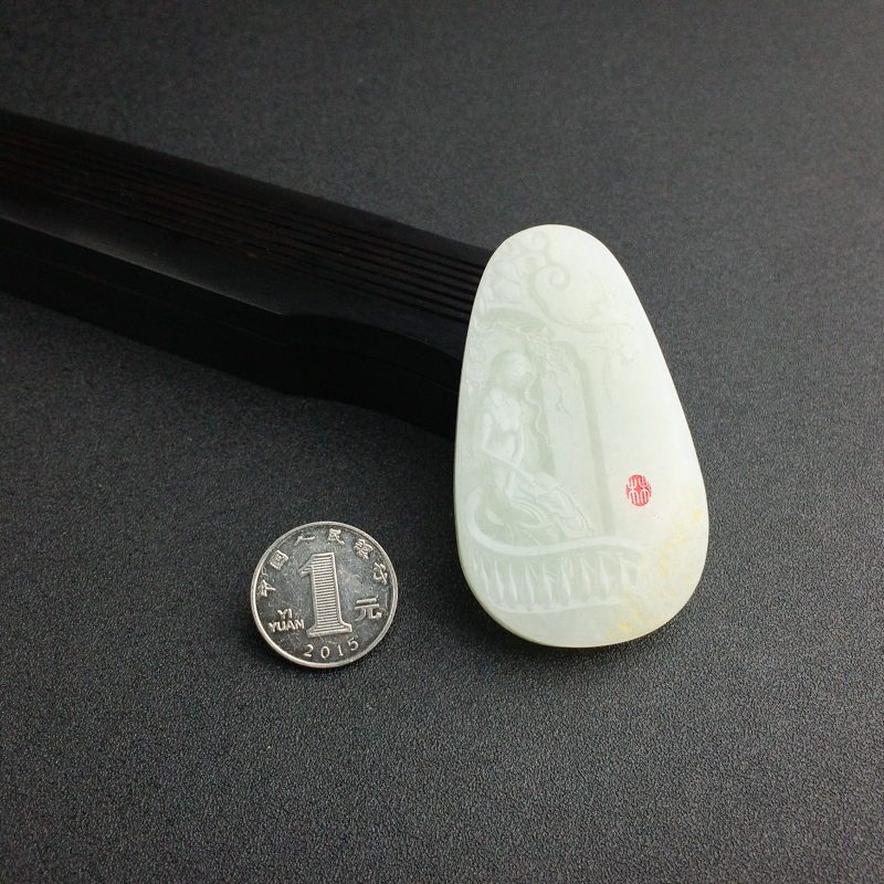 俄罗斯和田青白玉少女吊坠 - 红掌柜