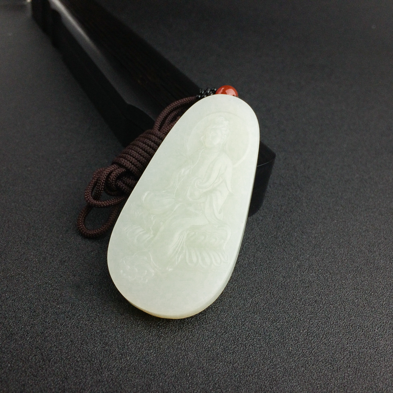 山料青白玉观音吊坠 - 红掌柜