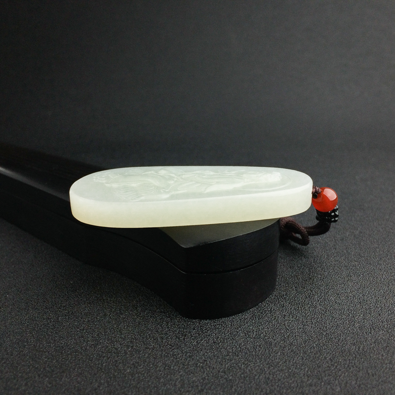 俄罗斯山料青白玉观音吊坠 - 红掌柜