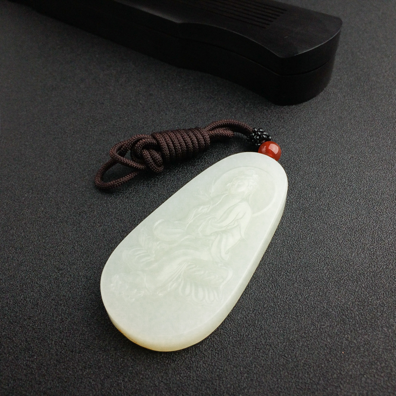 俄罗斯青白玉观音吊坠 - 红掌柜