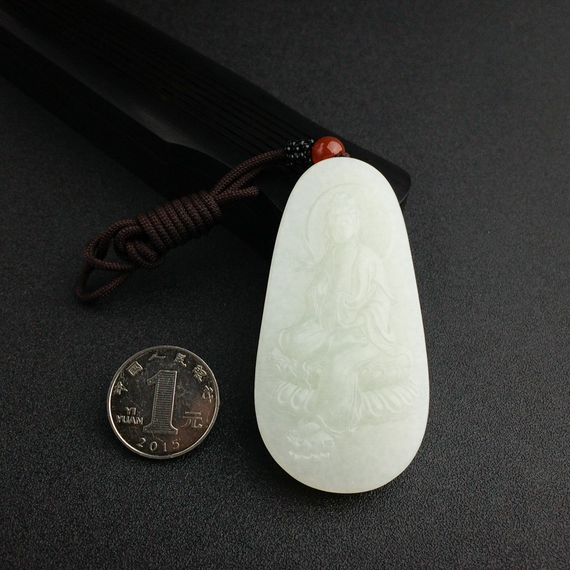 天然青白玉观音吊坠 - 红掌柜