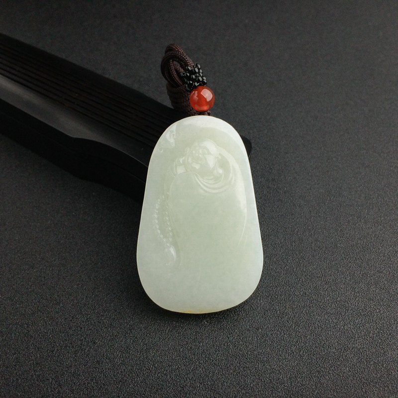 天然俄罗斯山料和田青白玉福在眼前吊坠 - 红掌柜
