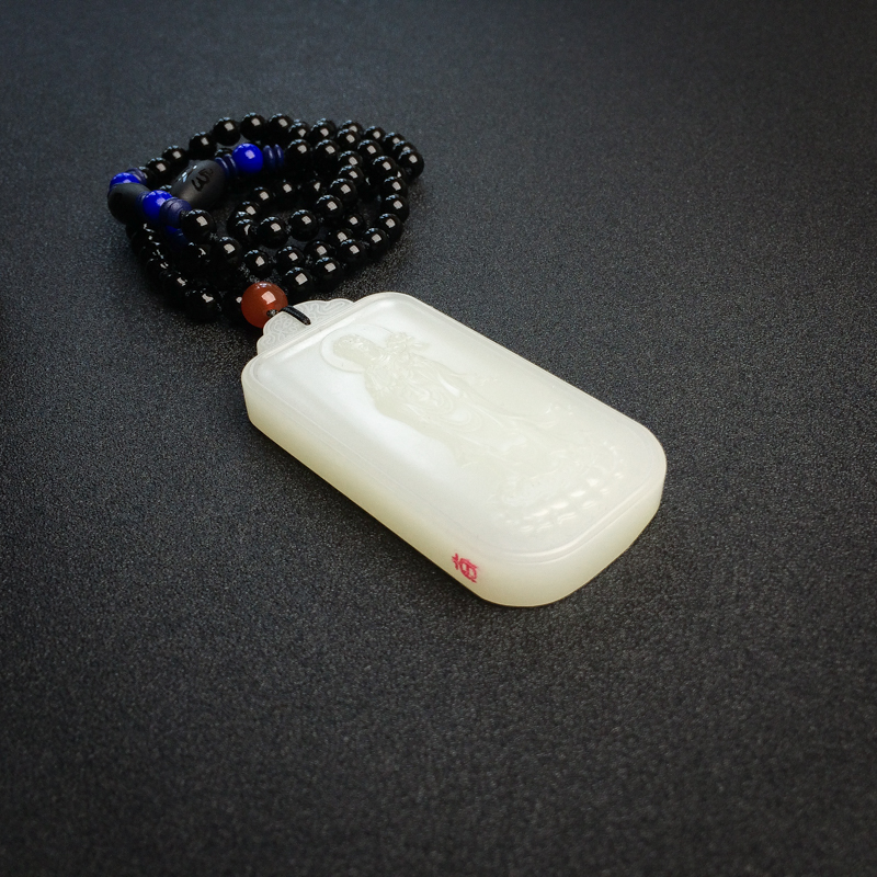 和田白玉观音吊坠-红掌柜