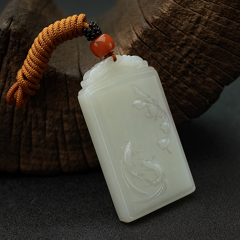 新疆和田白玉连年有余吊坠 - 红掌柜