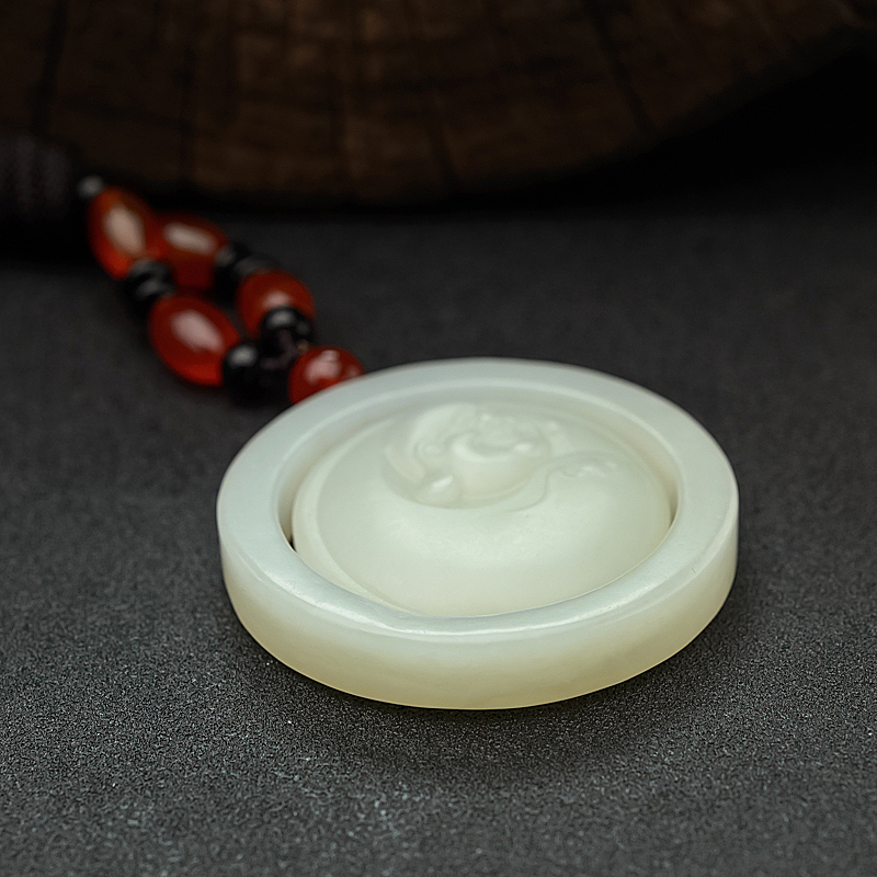 俄料白玉山料子母扣吊坠 - 红掌柜