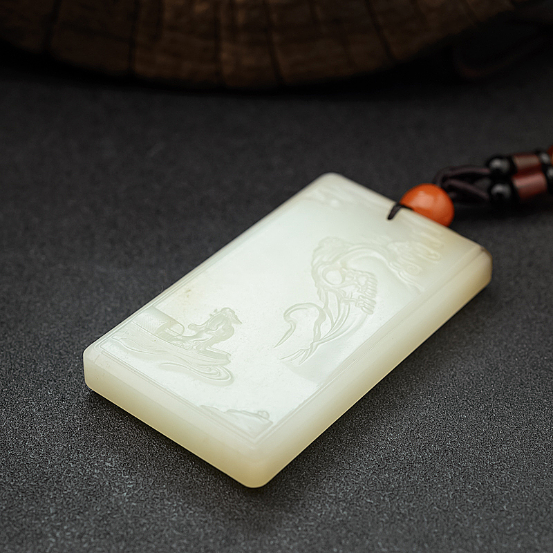 和田玉山水意境吊坠 - 红掌柜