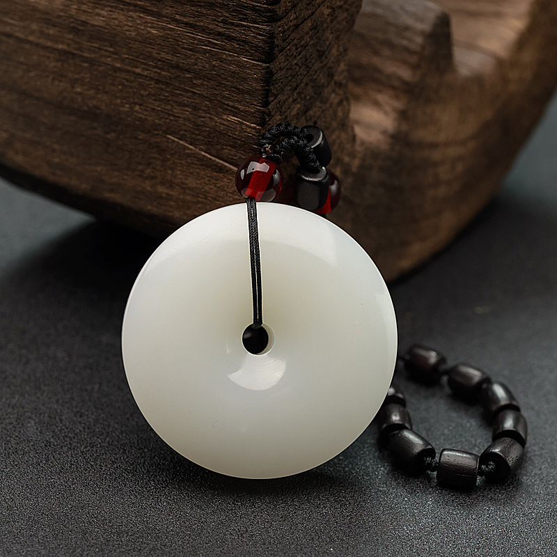 和田白玉平安扣吊坠 - 红掌柜