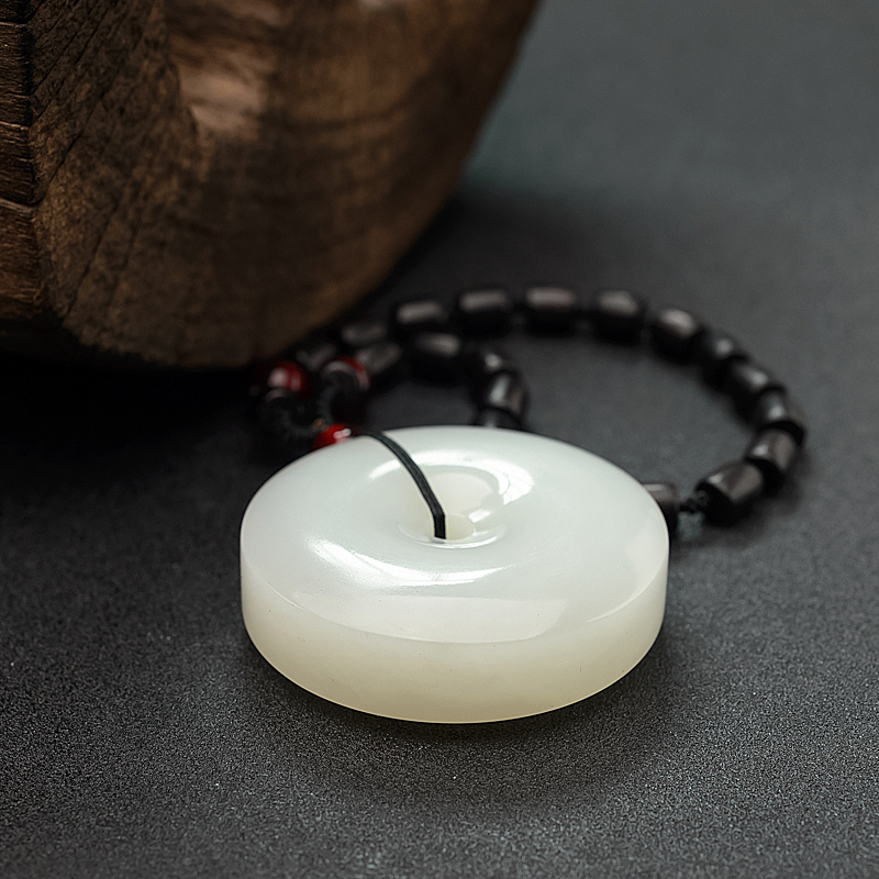青海山料和田白玉平安扣吊坠 - 红掌柜