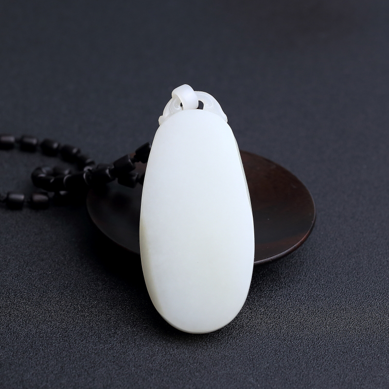 新疆天然和田白玉无事牌吊坠-红掌柜