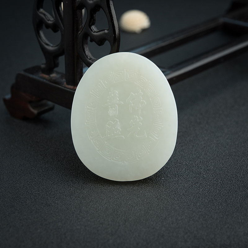 俄料青白玉山料吊坠-红掌柜