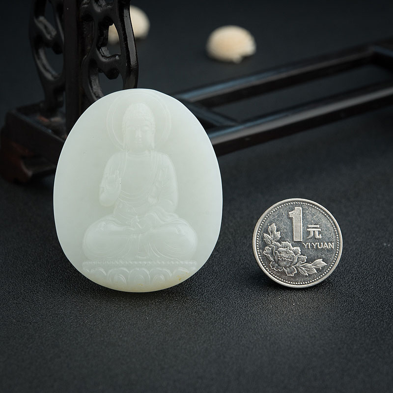 天然青白玉山料吊坠-红掌柜