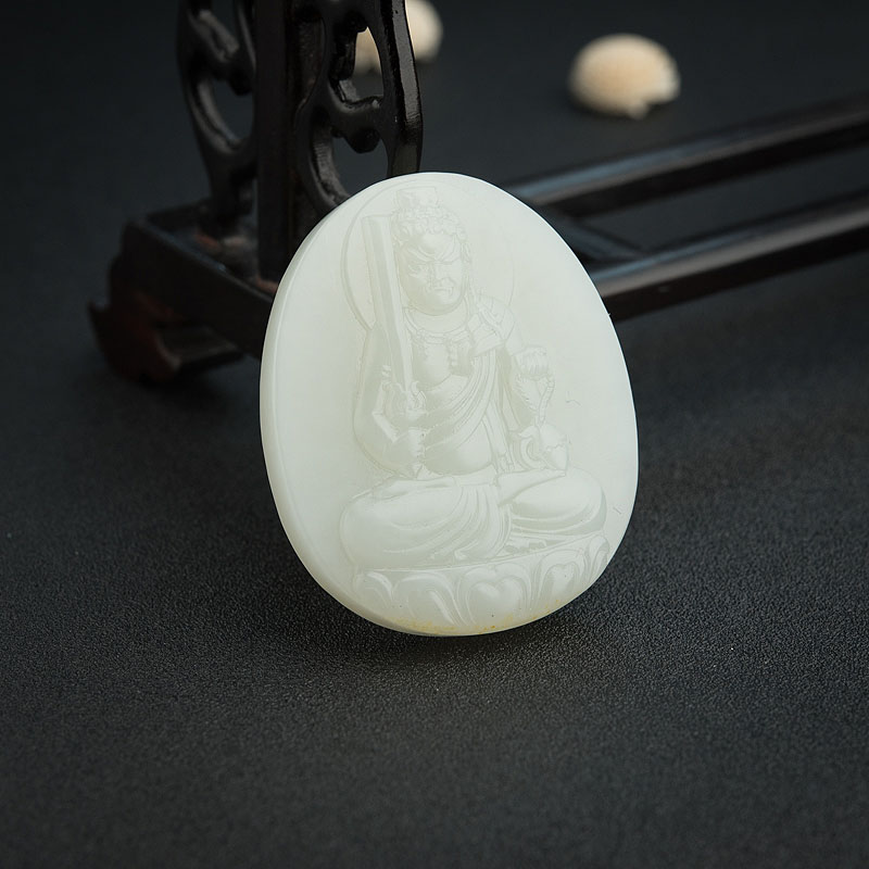 青白玉山料不动尊菩萨吊坠-红掌柜