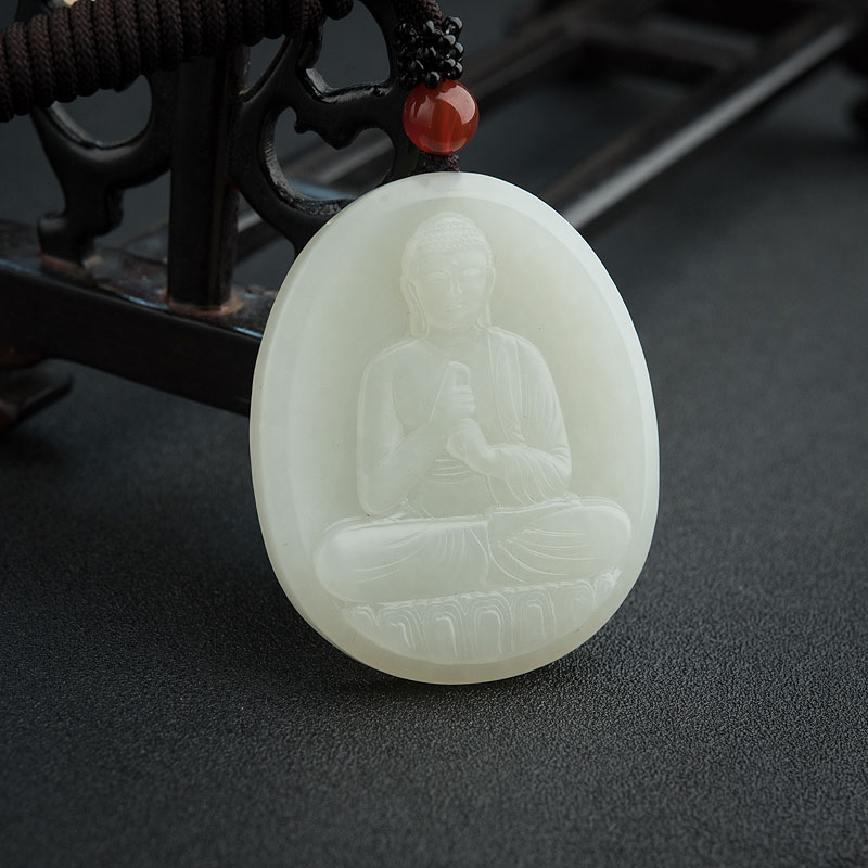 青白玉山料大日如来吊坠-红掌柜