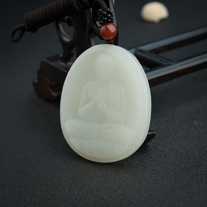 俄料青白玉大日如来吊坠-红掌柜