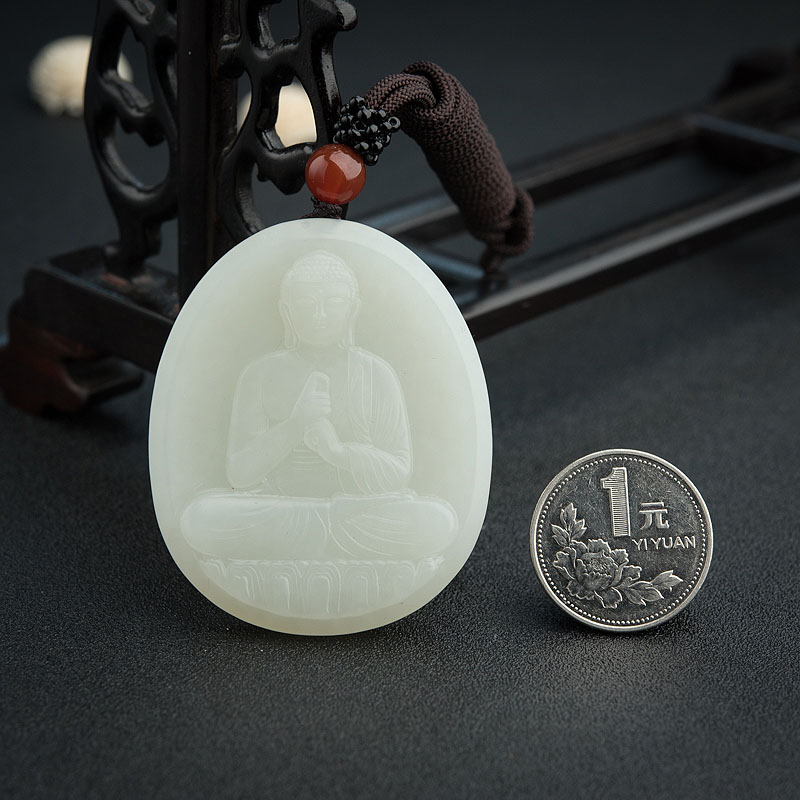 天然青白玉山料吊坠-红掌柜