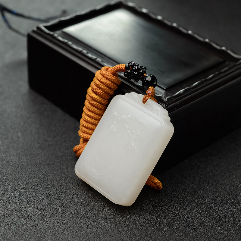 和田羊脂白玉山料喜鹊报喜吊坠-红掌柜