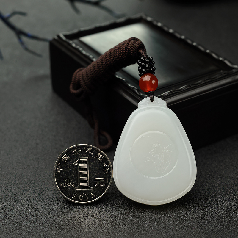 新疆和田羊脂白玉吊坠-红掌柜