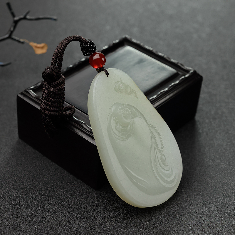 新疆和田玉山流水料佛吊坠 - 红掌柜