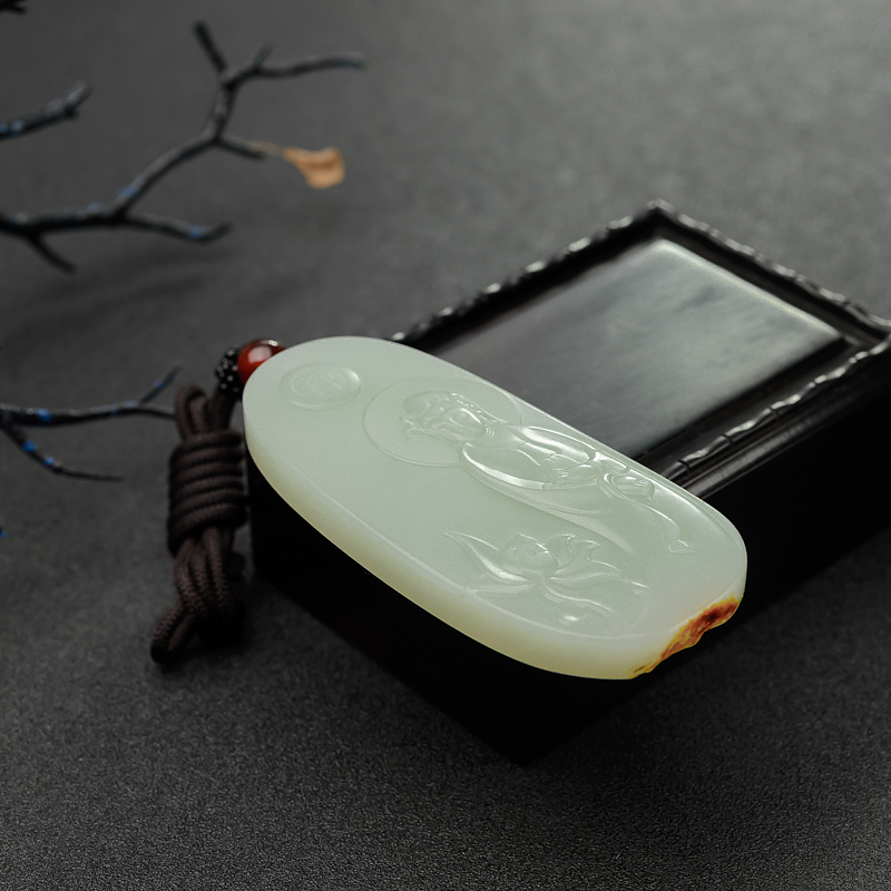 新疆和田青白玉吊坠 - 红掌柜