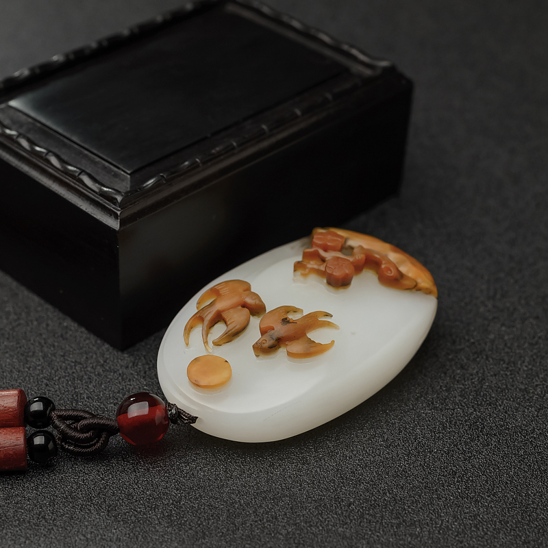 俄料和田玉籽料比翼双飞手把件-红掌柜