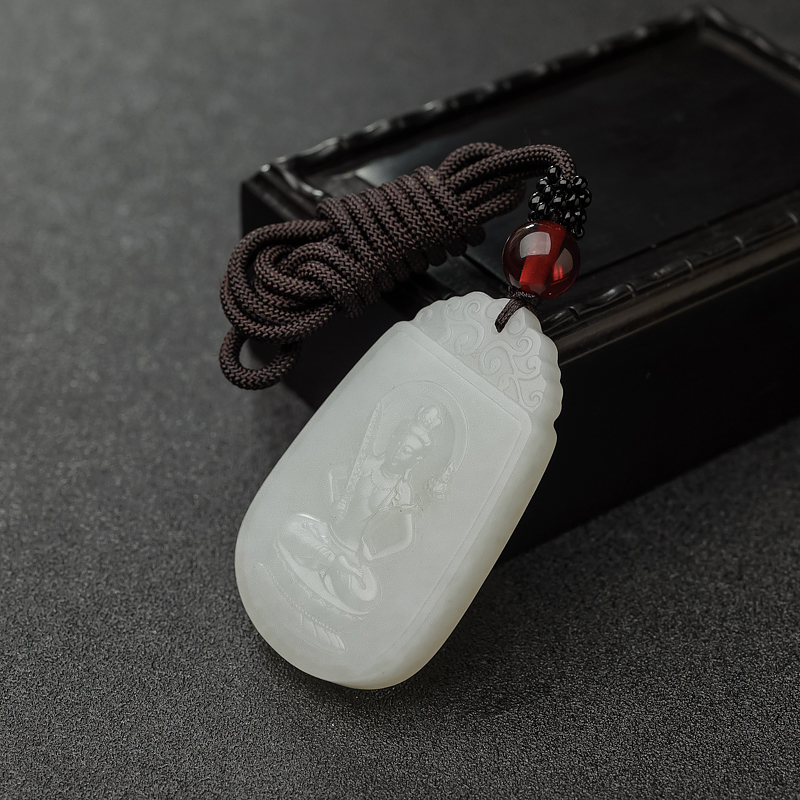 和田白玉山料虚空藏菩萨吊坠-红掌柜