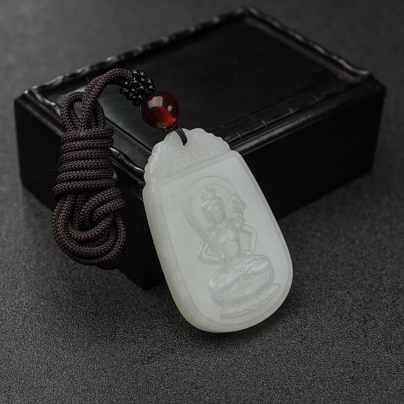 白玉山料虚空藏菩萨吊坠-红掌柜