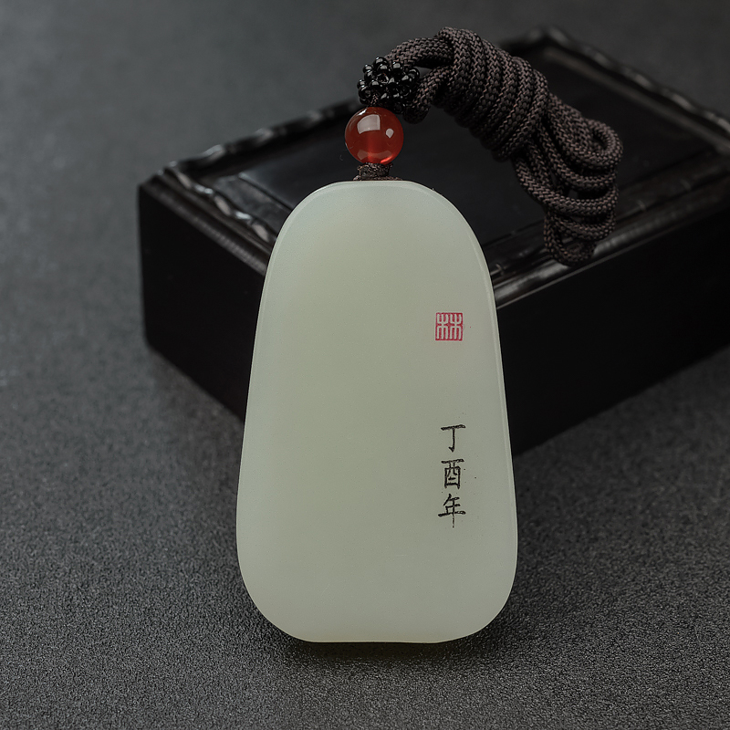 青白玉弥勒佛吊坠-红掌柜