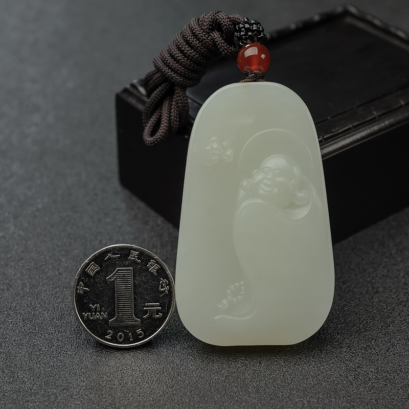 新疆和田青白玉山流水料吊坠-红掌柜