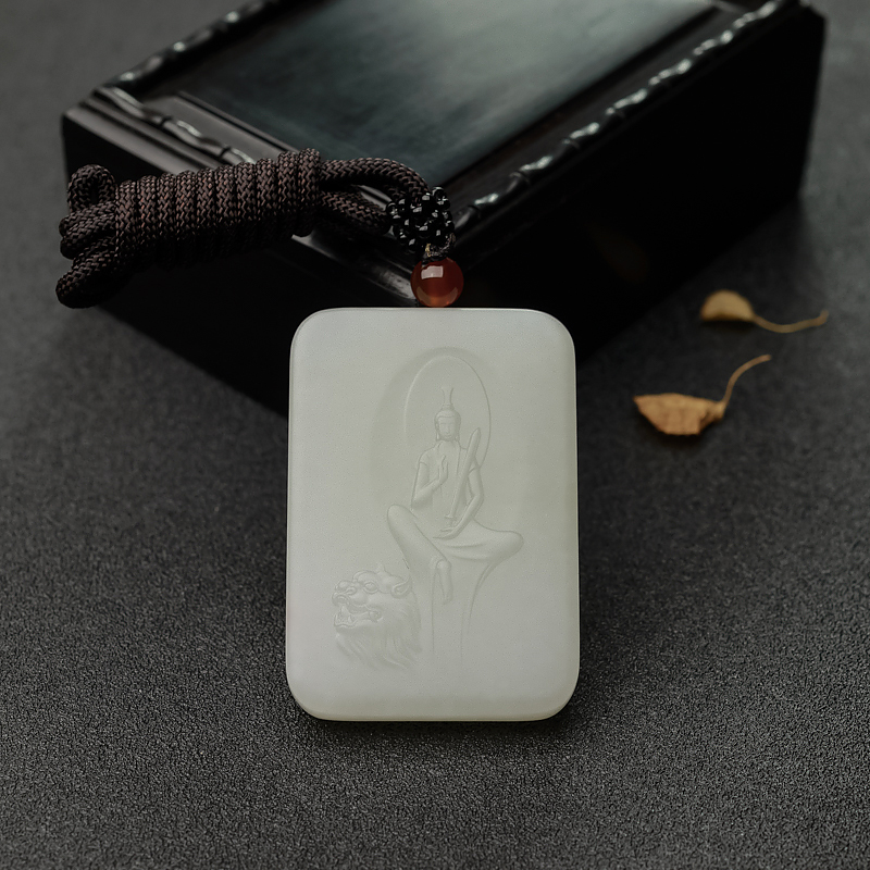 新疆山料和田玉文殊菩萨吊坠-红掌柜