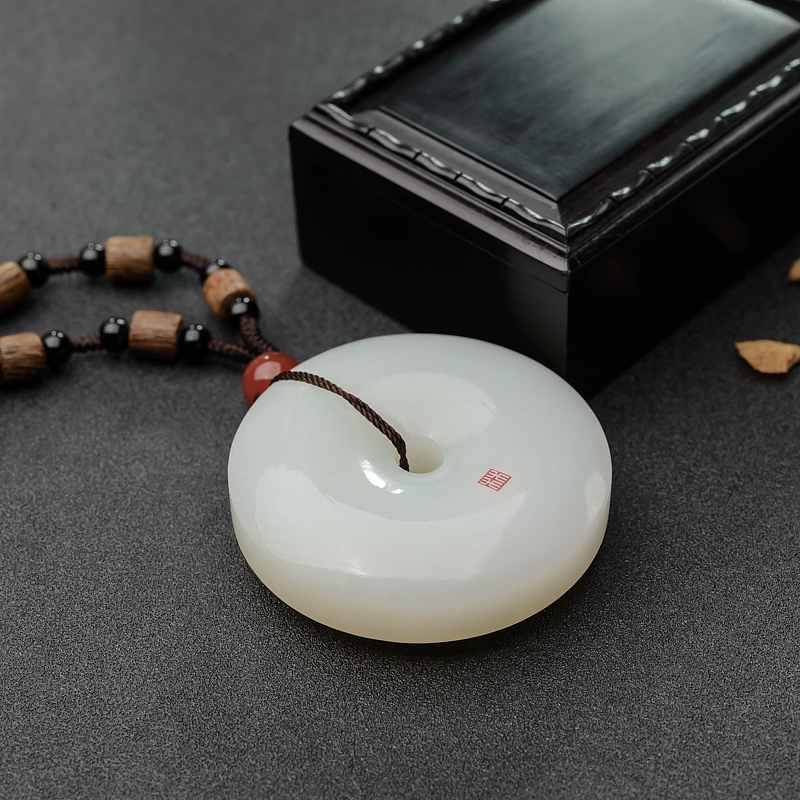 和田羊脂玉平安扣-红掌柜