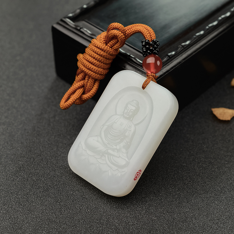 山料和田羊脂玉阿弥陀佛吊坠-红掌柜