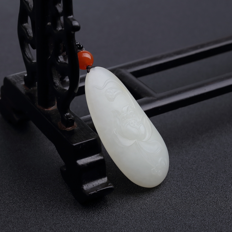 新疆和田白玉山料一品清廉吊坠-红掌柜