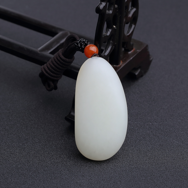 新疆和田羊脂白玉一品清廉吊坠-红掌柜