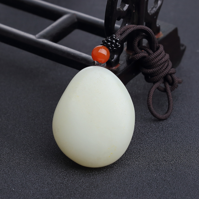 新疆和田羊脂白玉弥勒佛吊坠-红掌柜