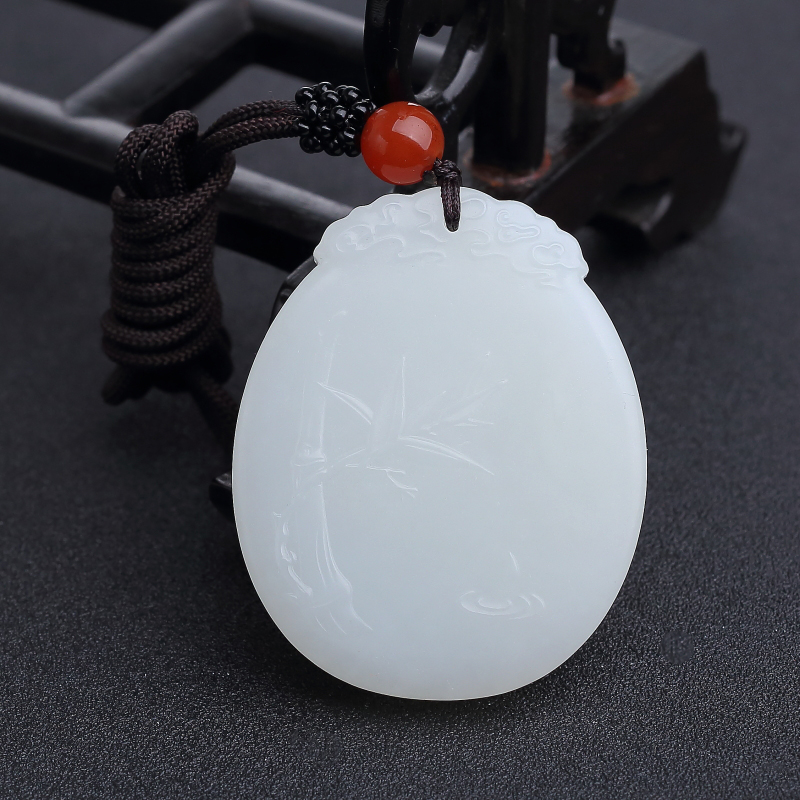 新疆和田羊脂白玉山料步步高升吊坠-红掌柜