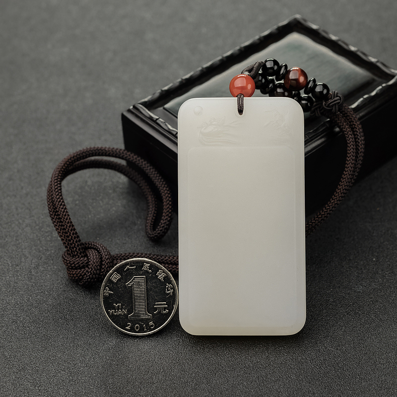 和田羊脂白玉无事牌-红掌柜