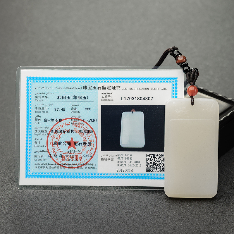 和田羊脂白玉无事牌-红掌柜