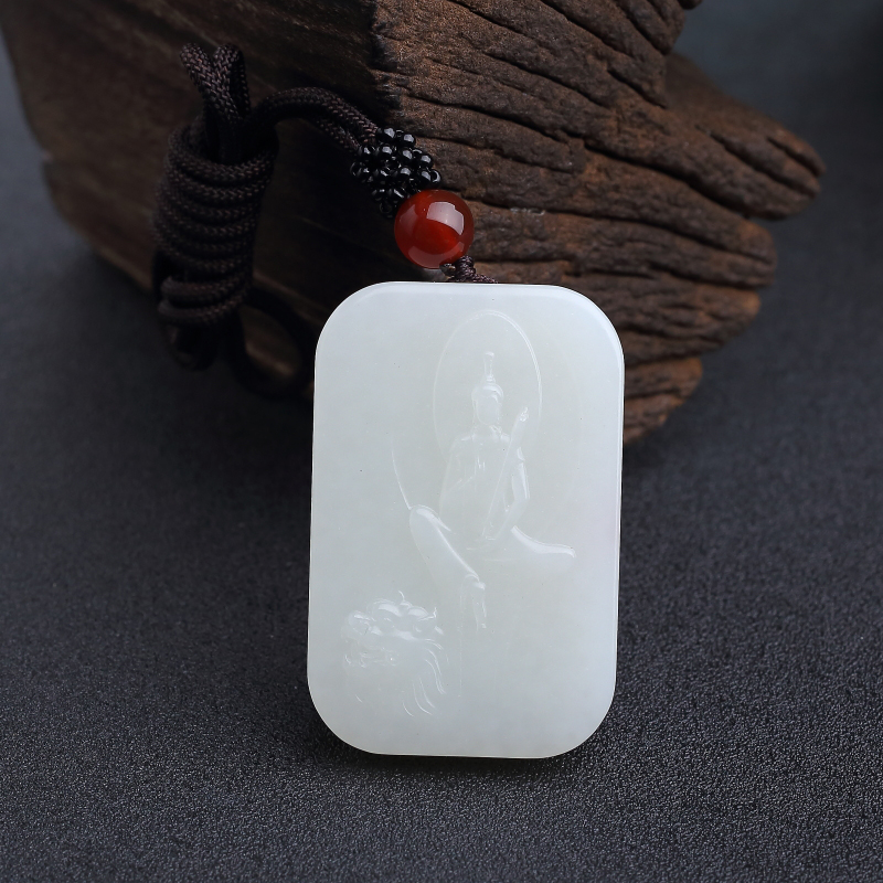 新疆和田白玉山料文殊菩萨吊坠-红掌柜