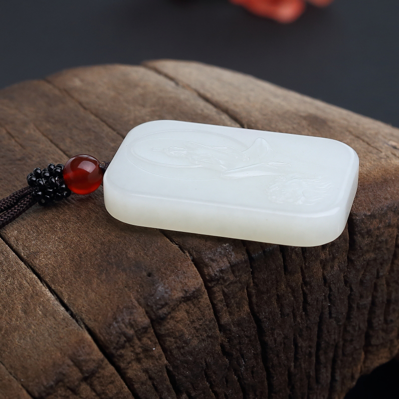 天然和田白玉山料文殊菩萨吊坠-红掌柜