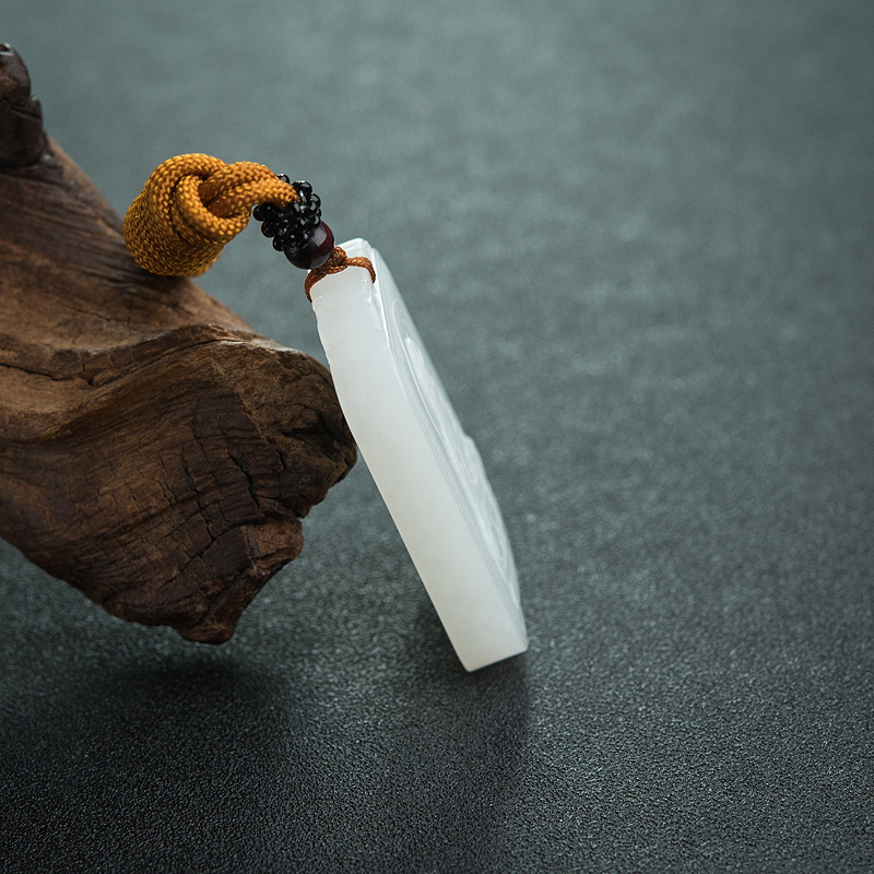 山料和田羊脂白玉大日如来挂件-红掌柜