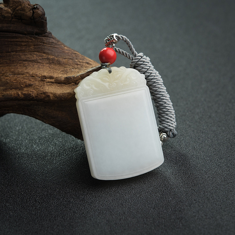 和田羊脂白玉兽面吊坠-火锅