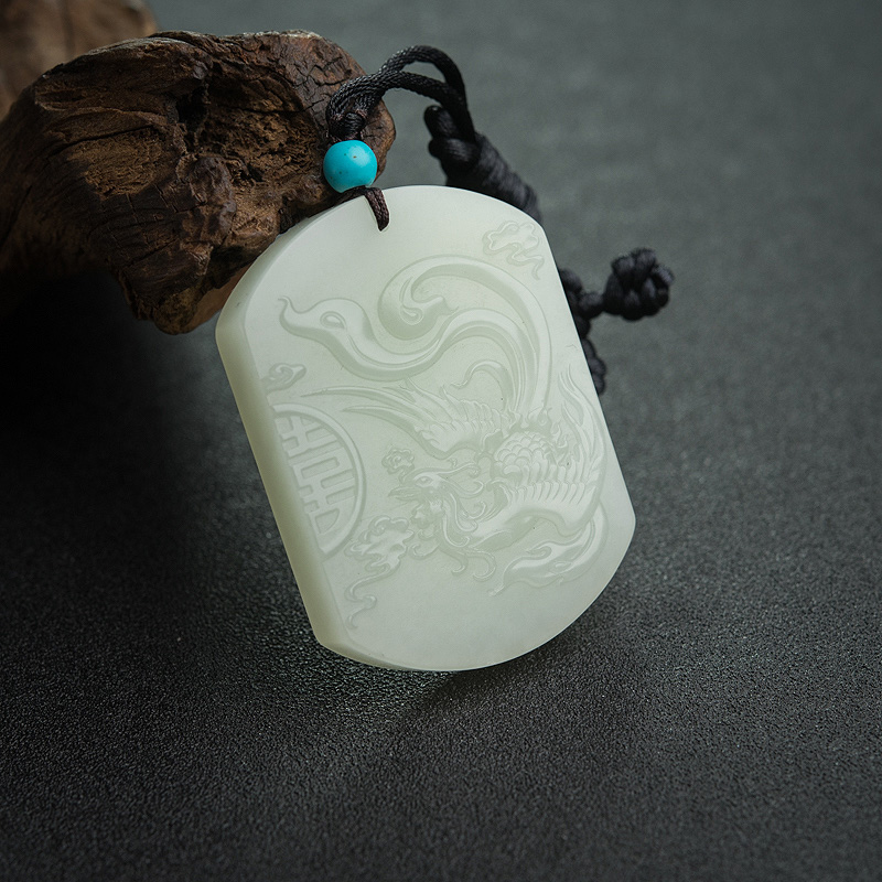 和田白玉凤吊坠-红掌柜