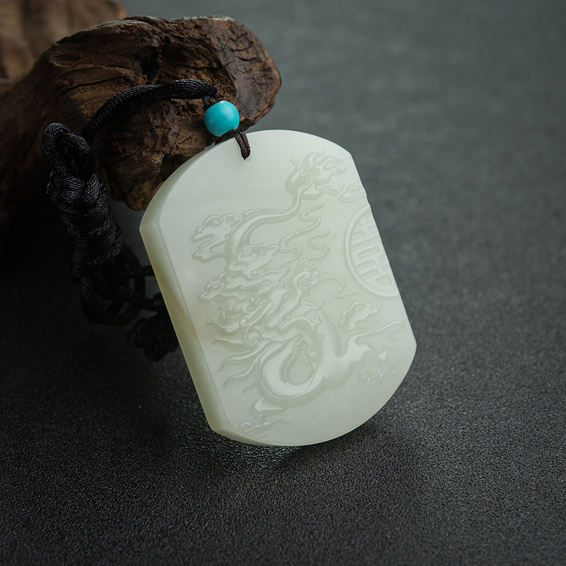 山料和田白玉龙吊坠-红掌柜