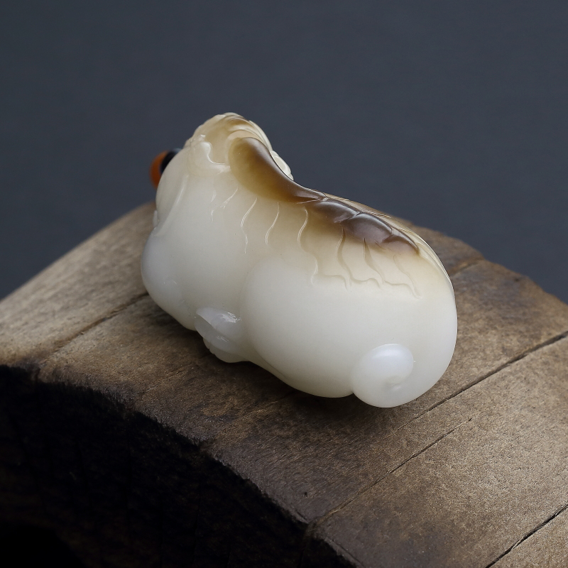 天然山料和田羊脂白玉手把件-红掌柜