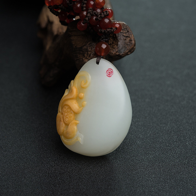 山料和田玉一品清廉吊坠-红掌柜