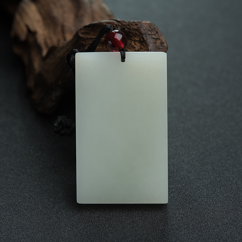 天然和田白玉鸡牌吊坠-红掌柜