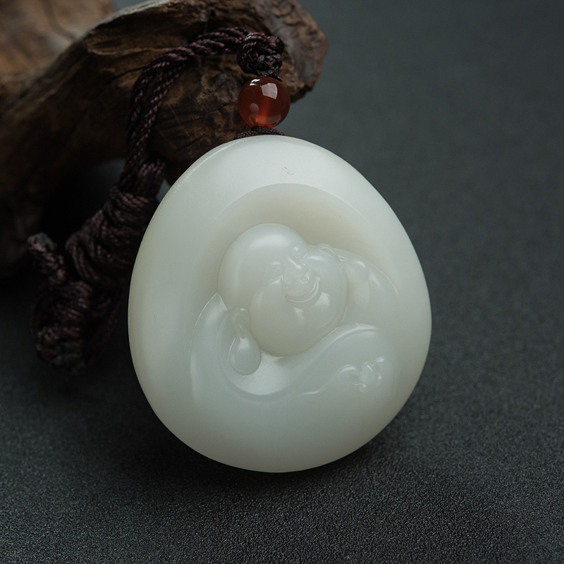 和田白玉佛吊坠-红掌柜